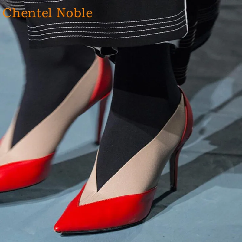 Женские туфли с острым носком лодочки на высоком каблуке шпильке без застежки