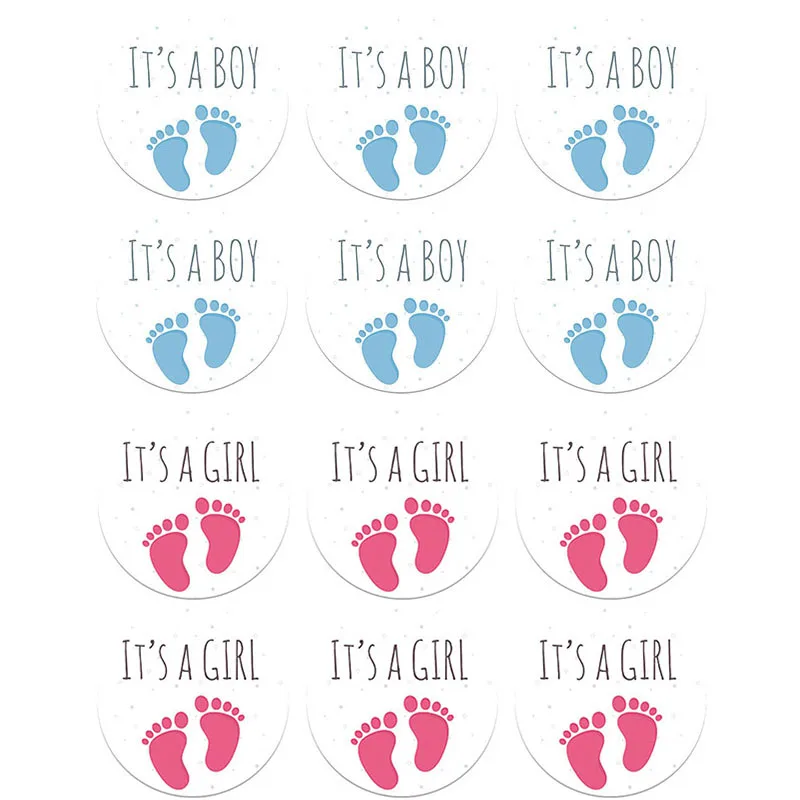 Это мальчик/это девочка круглые этикетки наклейки для крещения Новорожденный