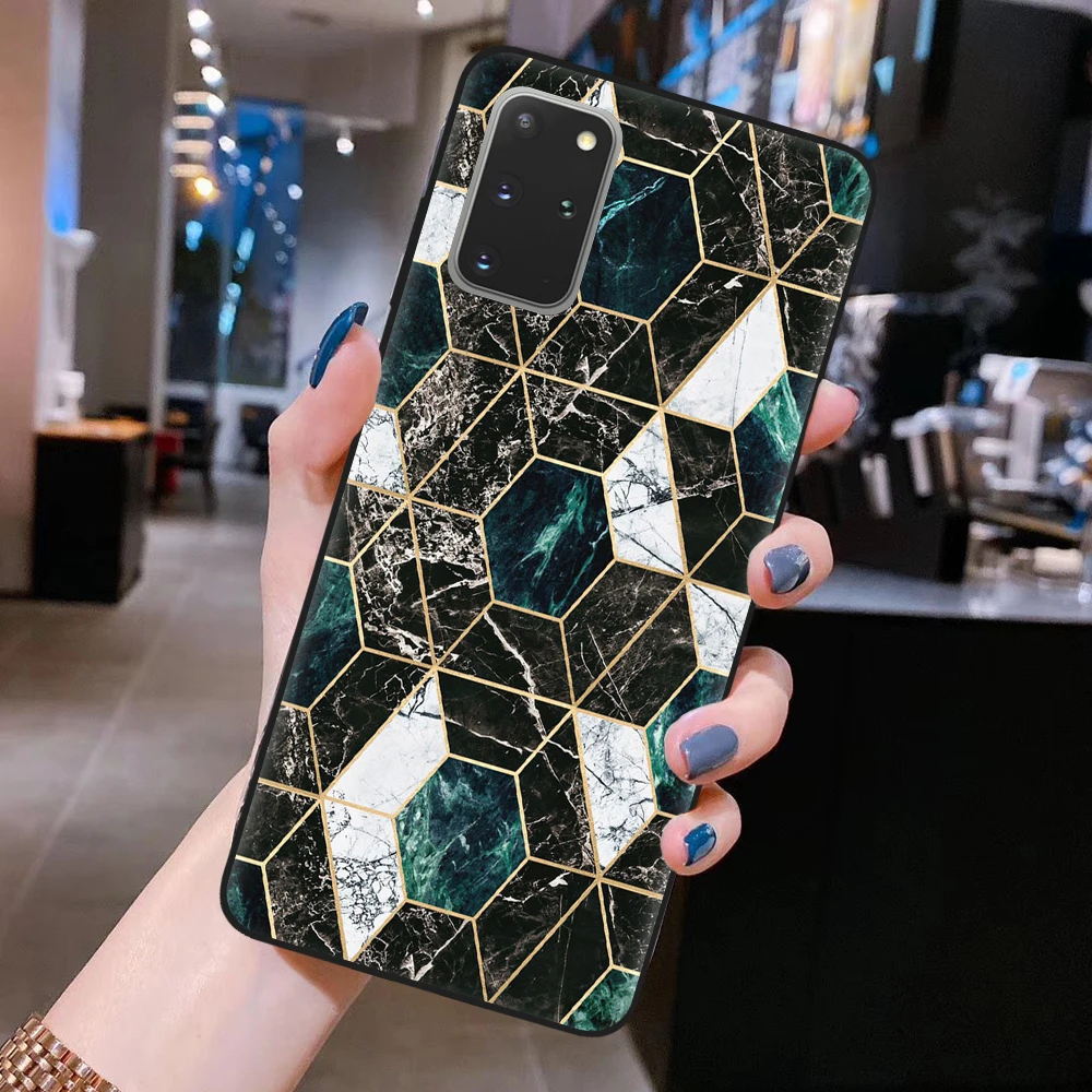 Чехол-накладка для Samsung S8 S9 S10 S20 Plus Ultra S10E A51 A71 A50 из ТПУ с мраморным узором |