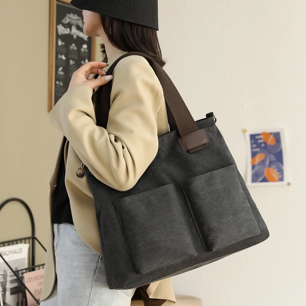 

Casual Women Canvas Handbags High Quality Ladies Large Capacity Tote Messenger Bags Fashion Female Big Shoulder Crossbody Bags