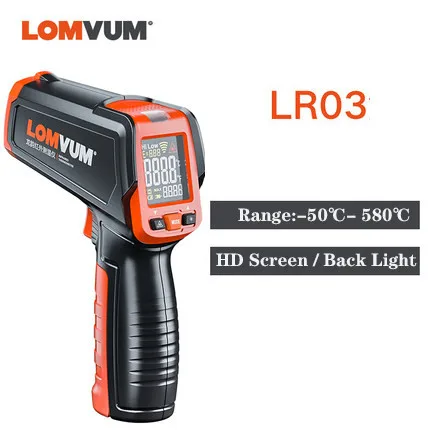 Temperature LR03 Lomvum приборы для измерения температуры Бесконтактный лазерный температурный жк-дисплей ИК инфракрасный цифровой C/F поверхностный термометр - Цвет: Temperature LR03