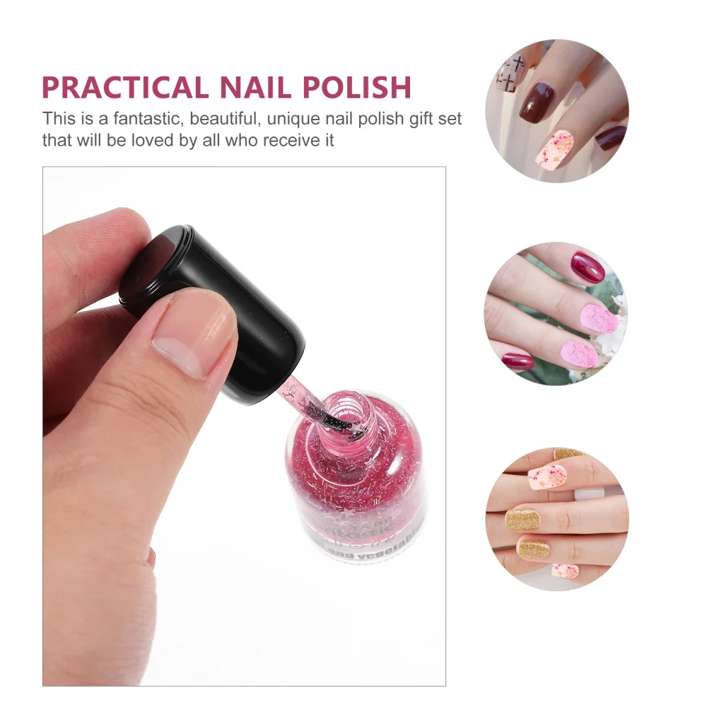 

4 Bottles Glitter Nail Polish Glossy Nail Art Nail Pigment Nail Polish