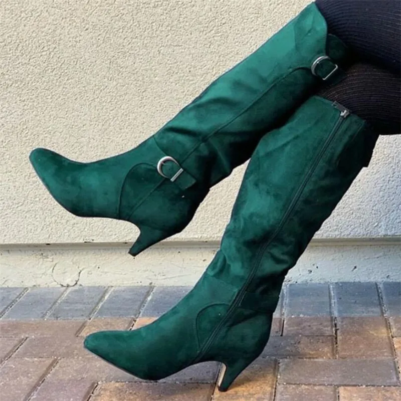 

Plus size women's boots winter new high tube buckle women's riding boots breathable platform womens shoes side zipper snow boots