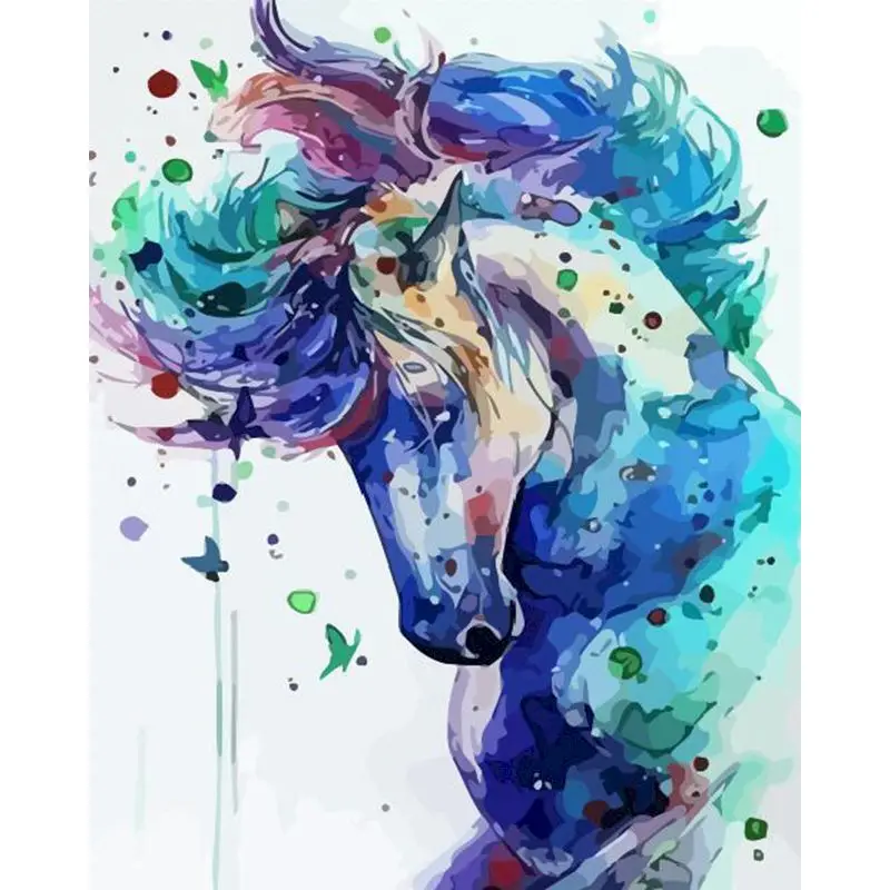 

GATYZTORY DIY Painting By Numbers Color Horse HandPainted Gift Acrylic Paint Drawing Canvas Home Wall Decoration 60x75cm Frame