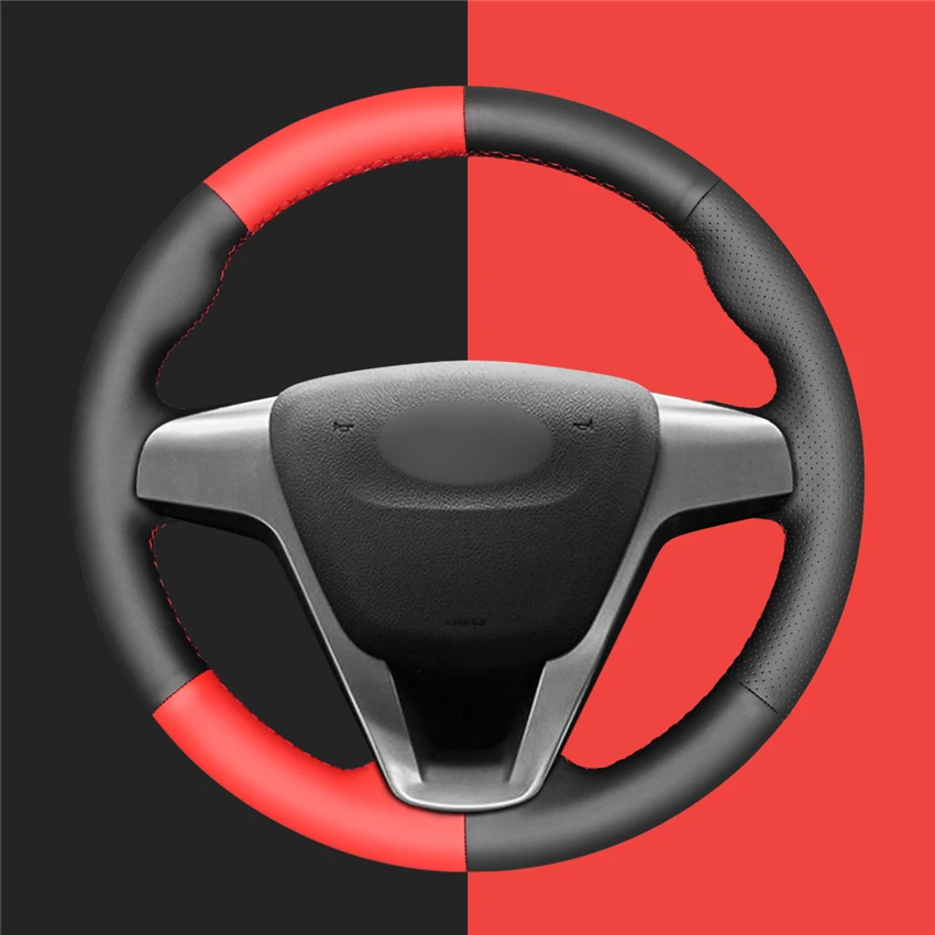 Красные черные искусственная кожа PU разборная конструкция чехол рулевого колеса