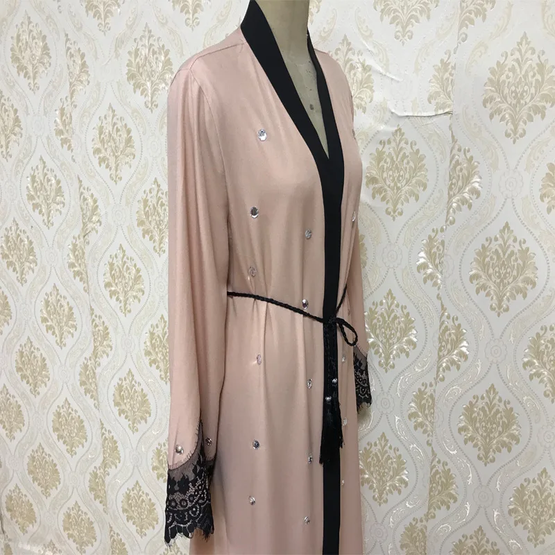 Мусульманское платье-абайя женское Элегантное Длинное платье со стразами на