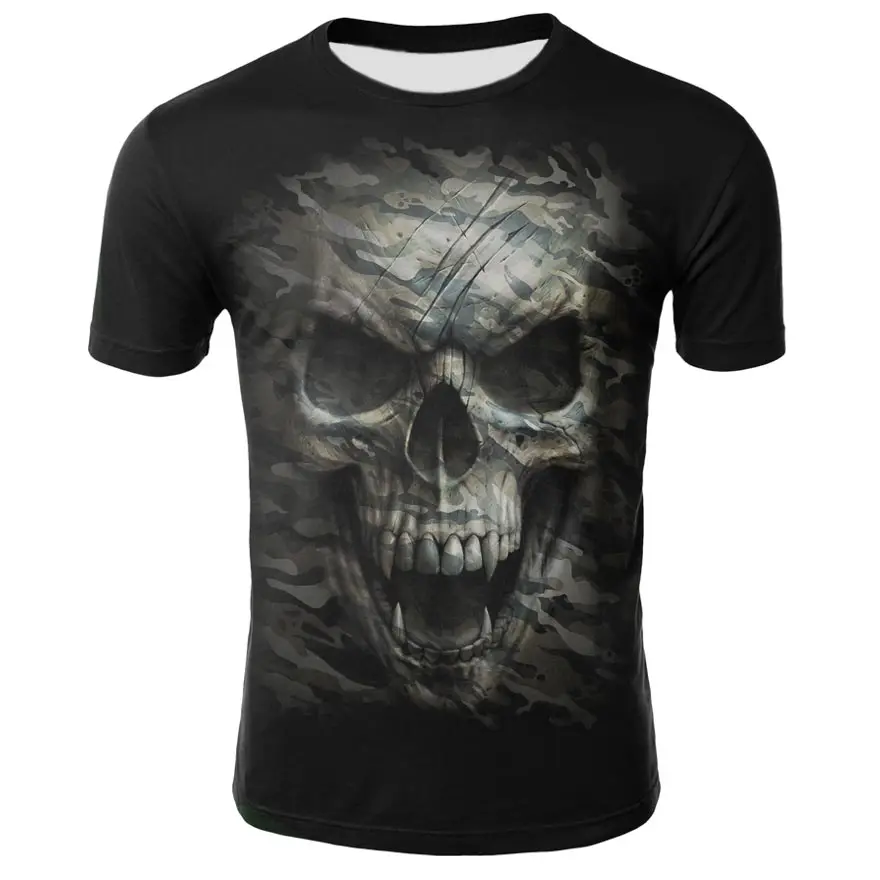 

2021 3d printed round neck T-shirt Skull Demon T-shirt Fashion Casual Street Summer Clothing Fun Graphic Top
