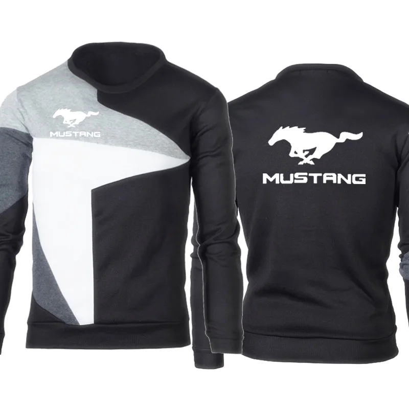 

Splicing Spring Autumn Fashion NEW Men's pullover Mustang Car Logo Print Casual high quality Cotton Men's O-neck sweatshirt