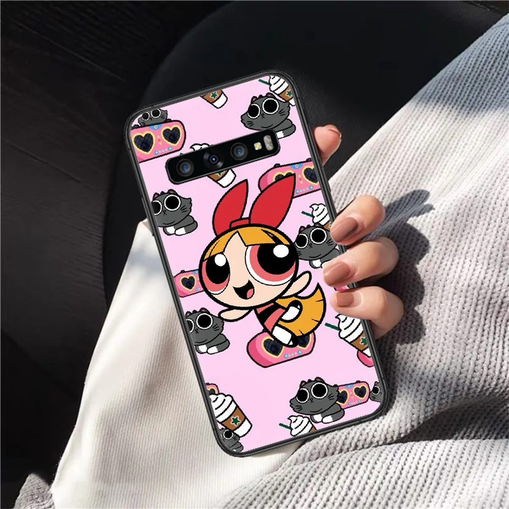 

Cartoon Powerpuff Girl Phone Case Cover Hull For Samsung Galaxy S 7 8 9 10 e 20 FE edge uitra plus Note 9 10 20 black Etui