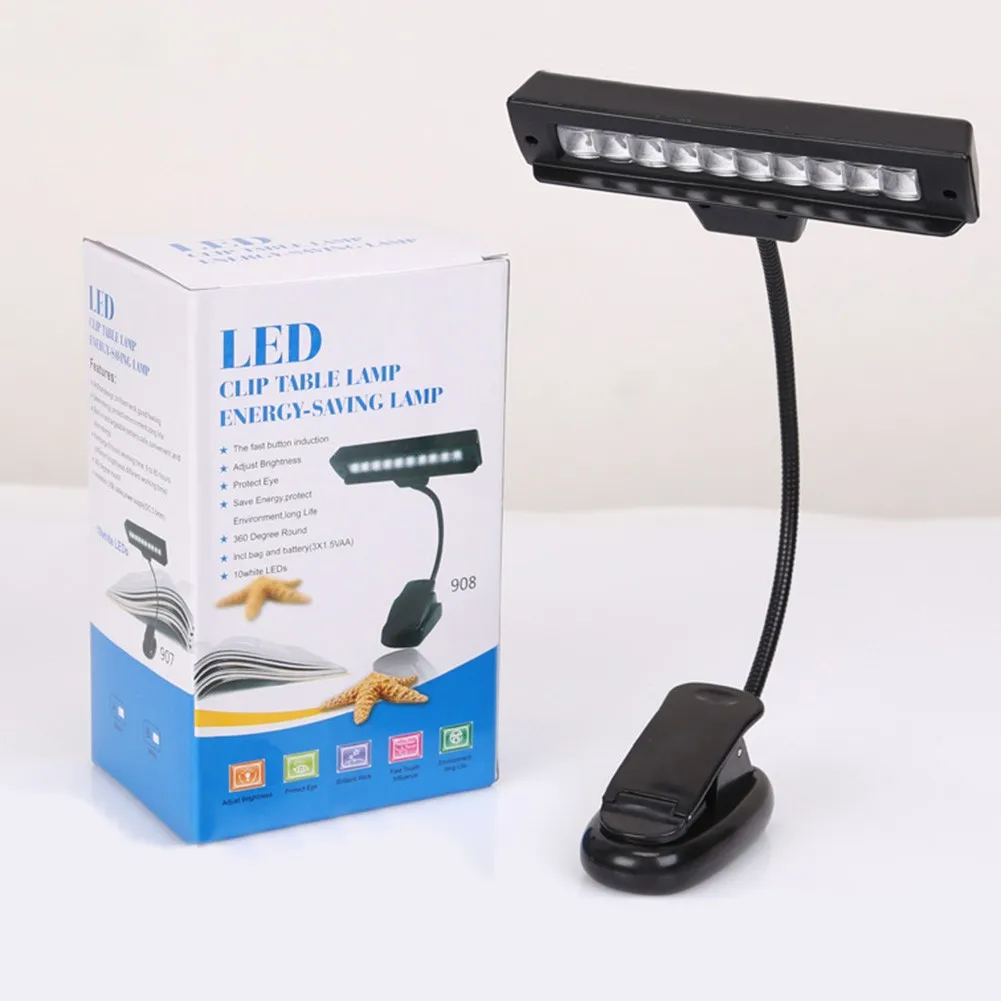 

10 LED USB Light Clip-on For Music Stand Portable Flexible Gooseneck Eye Protection Reading Book Bed Reading Desktop Lamp