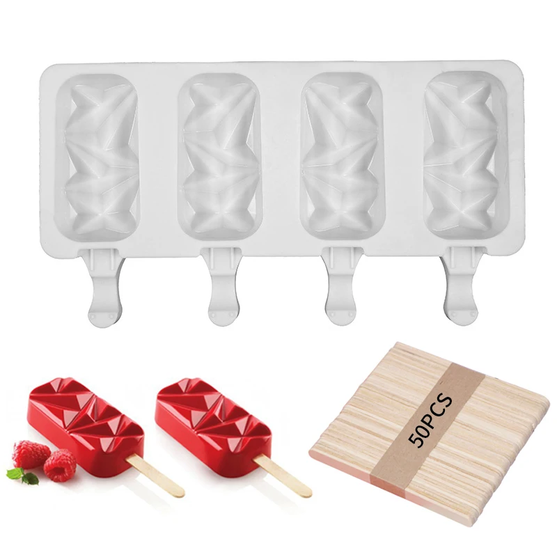 

Silicone Popsicle Mold Ice Cream Mould with Sticks Summer Kitchen Ice Cube Tray Maker Dessert Pastry Freezer DIY Ice Cream Molds