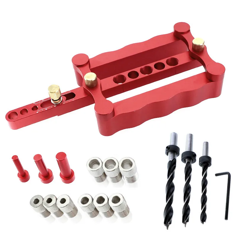 6/8/10mm Self-centering Woodworking Doweling Jig Drill Guide Wood Dowel Puncher Locator Tools Kit for Carpentry