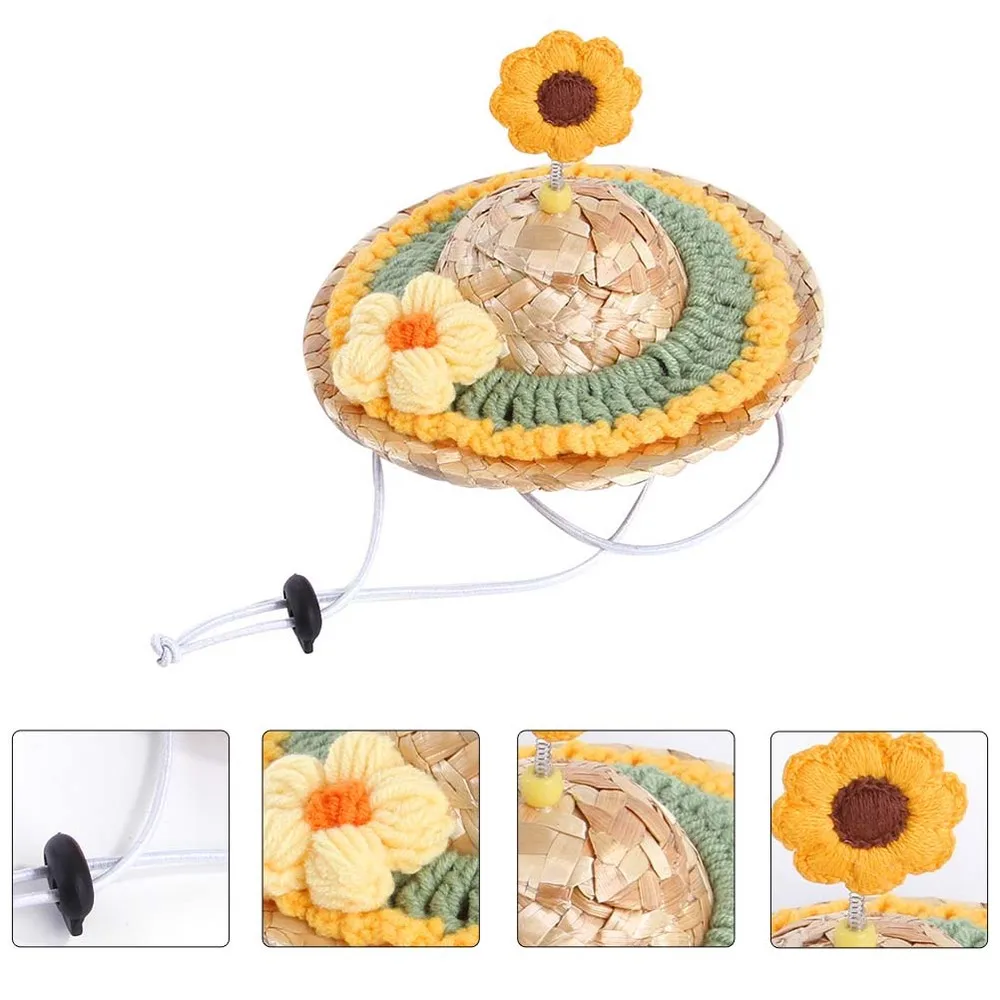 

1Pc Summer Pet Hat Adorable Cat Straw Hat Pet Sunflower Straw Hat Pet Straw Hat