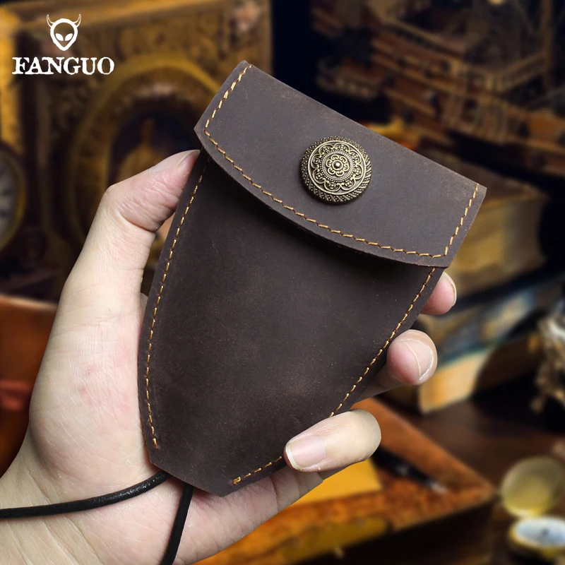 

100% Handmade Genuine Leather Smart Key Holder Bag Retro DIY Housekeeper Key Hasp Purse Portable Keychain Key Ring Pocket