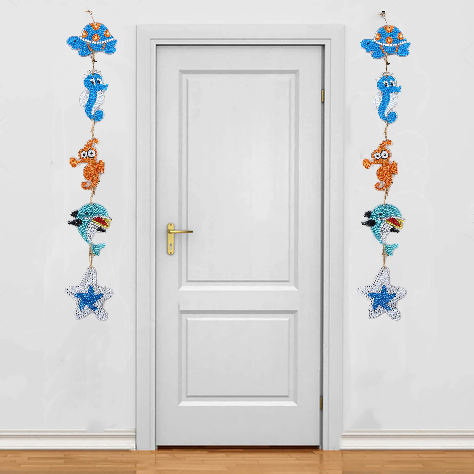 

5D DIY Diamond Painting Sea creatures starfish dolphin Wind Chimes Diamond Pendant Hanging Art Mosaic Kit Home Door Decoration