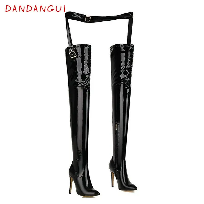 

Размер: 33-49 сексуальные лакированные кожаные женские сапоги для шоу и танцев на шесте забавные Фетиш высокие женские длинные сапоги Зимняя ...