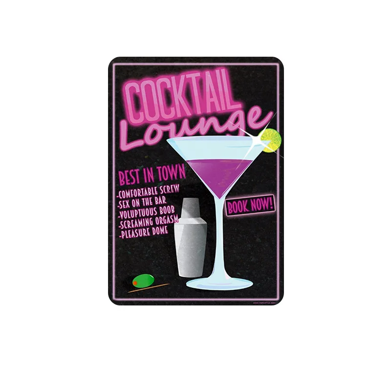 Коктейльная lounge Margarita Martini металлическая вывеска винтажная жестяная тарелка рисунок на железной поверхности в стиле ретро украшение стены для бар паб кафе