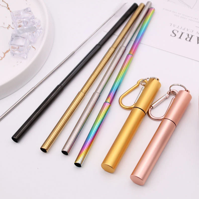 Изготовленный на заказ 20 шт многоразовая золотая металлическая соломинка