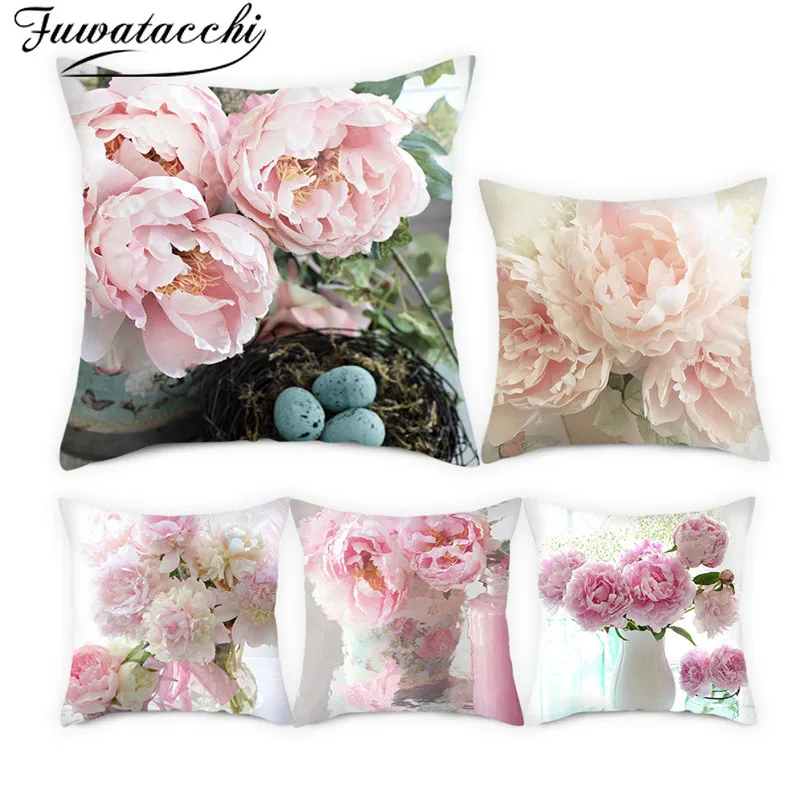 Fuwatacchi Pink Rose Mixed in Bottle Cushion Covers Beautiful Flowers Pillow Cases for Home Bedroom Sofa Decoration Cover | Дом и сад