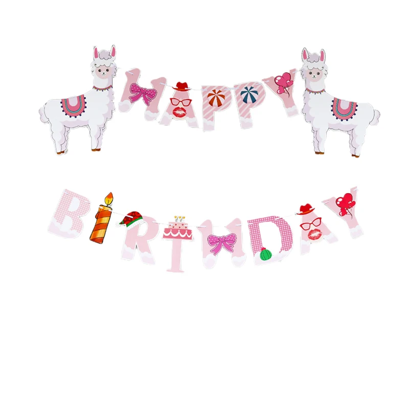 Ламы тема вечерние украшения баннеры для дня рождения розовый Альпака Фольга
