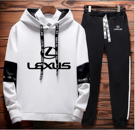 

2020new Men Lexus Car Logo Printed unisex Sweatshirt Men Hoodie Casual Pants 2Pcs Sporting suit Fleece Warm Thick sportwear