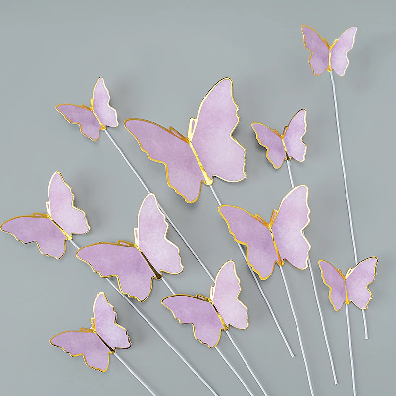 1 Набор золотистые украшения для торта в виде бабочек |