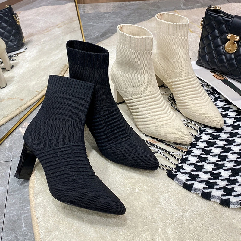 

Ladies High Heel Socks Boots Stiletto Ankle Boots Fashion High Heels Women's Fashion Sexy Women's Boots 2021 Spring and Autumn