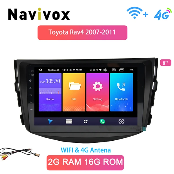 2G ROM 16G 4G Navivox Android 8,1 автомобильный dvd-плеер для Toyota RAV4 Rav 4 2007 2008 2009 2010 2011 2 din 1024*600 автомобильный dvd gps wifi rds - Цвет: 2G ROM 16G 4G