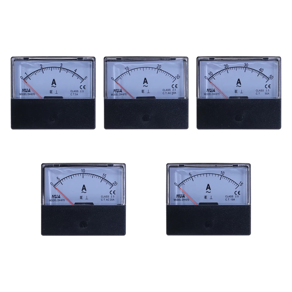 

AC Analog Current Panel Meter DH-670 5A 15A 20A 30A 50A Amp Panel Ammeter Pointer Type Current Meter