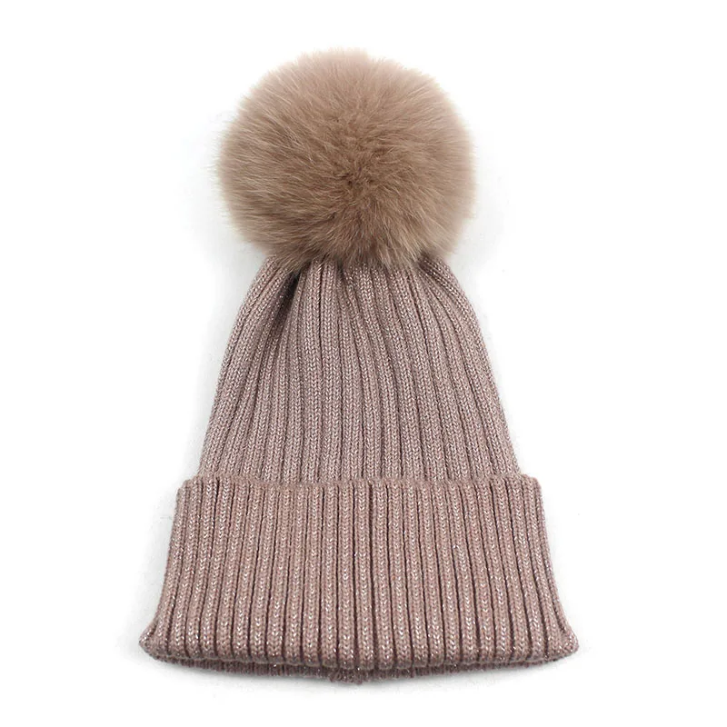 Зимние вязаные шапки ditonly для девочек Женская шерстяная шапка с помпоном из