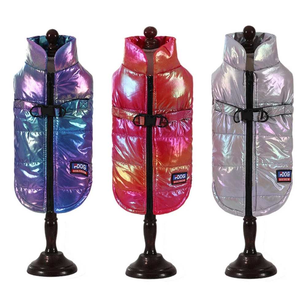 

Warm Colorful Laser Dog down Jacket Dual Reflective Winter Dog Clothes for Large Dogs Pet Chihuahua Coat French Bulldog Vest