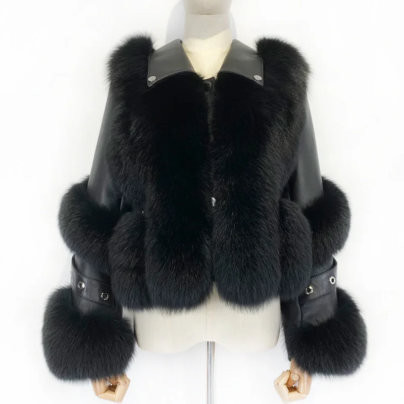 

SHZQ Ladies Natural Fur Jacket Women Real Fox Fur Coat 2021 Fw Fashion Outwear