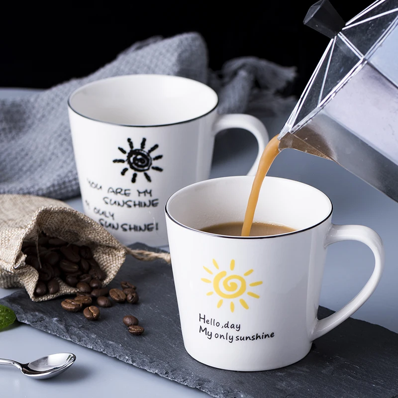 OUSSIRRO Simple Ceramic Coffee Mug Mr and Mrs Tea Milk Cup Creative Wedding Anniversary Gift | Дом и сад