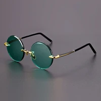 crystal stone sunglasses man green glass sun glasses woman rimless round driver shade vintage luxury high quality anti scratch