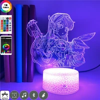 clock base table lamp the game overwatch dva figure colors change led battery powered party decoration 3d acrylic night light
