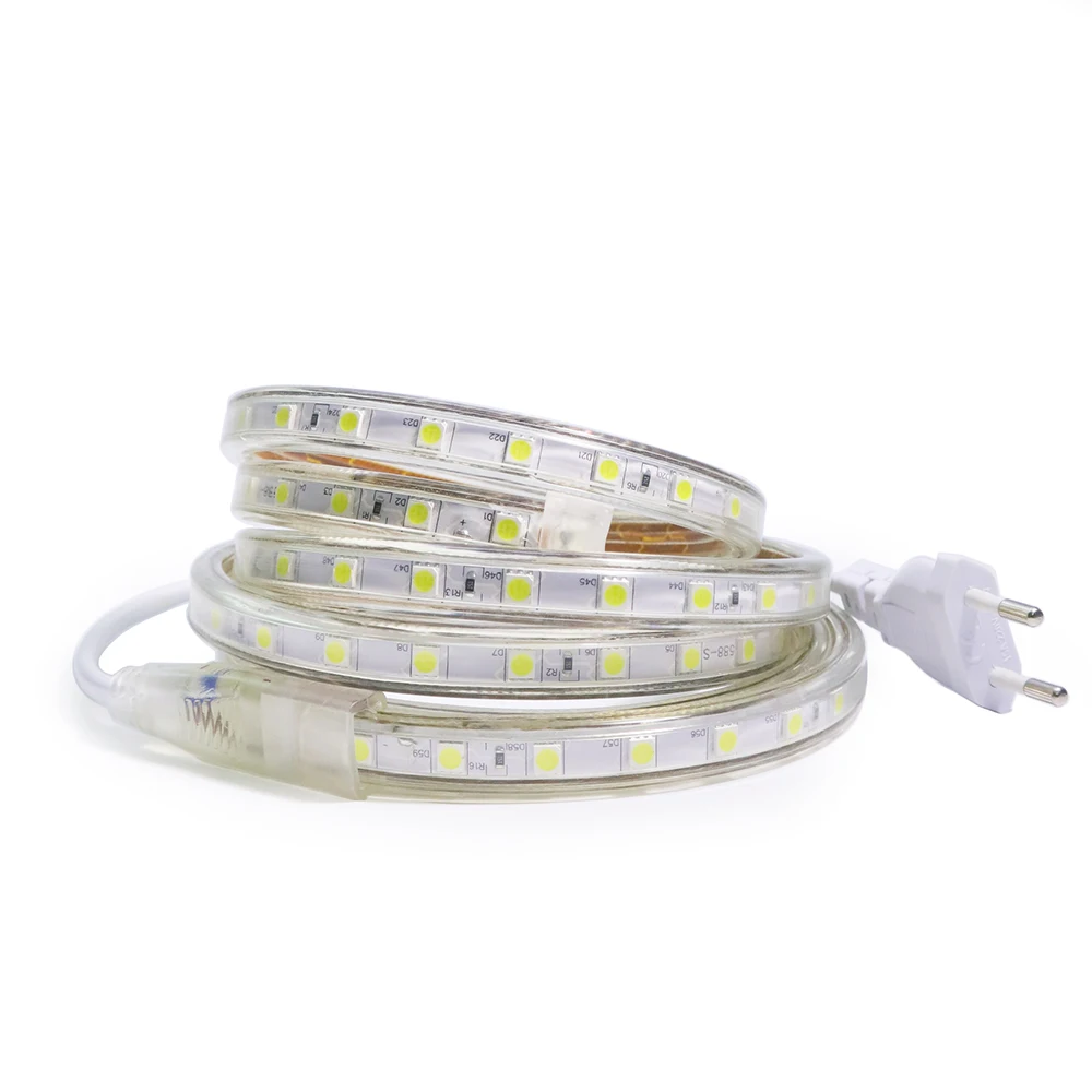 

220V LED Strip 5050 60LEDs/m Flexible LED Light Waterproof For Indoor Outdoor Lighting Home Decor