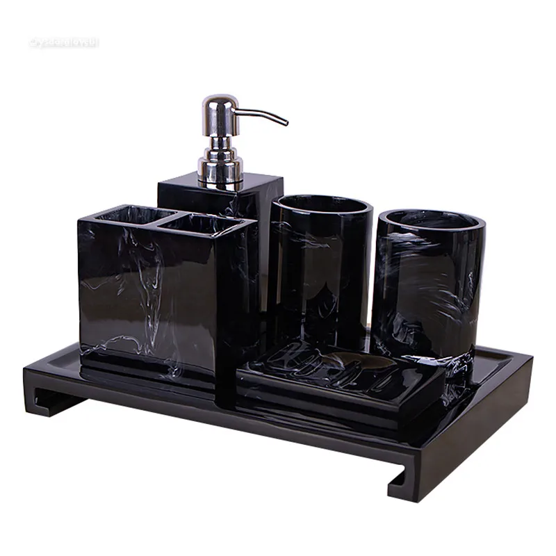Набор для мытья ванной комнаты из полимера с мраморной текстурой Европейский