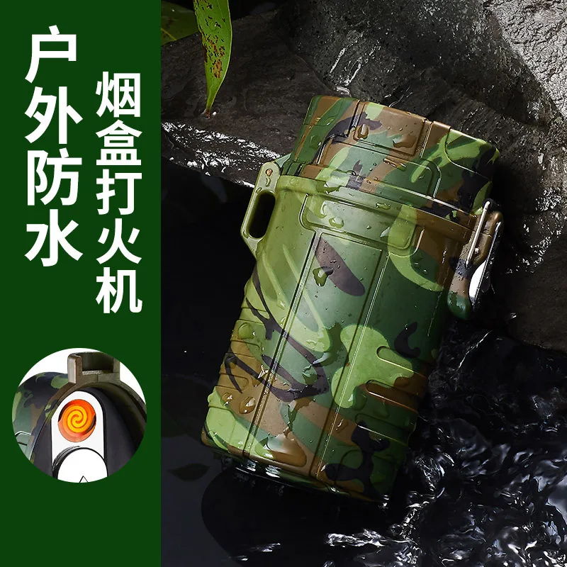 Портативный чехол для сигарет 20 шт. USB перезаряжаемая зажигалка уличная