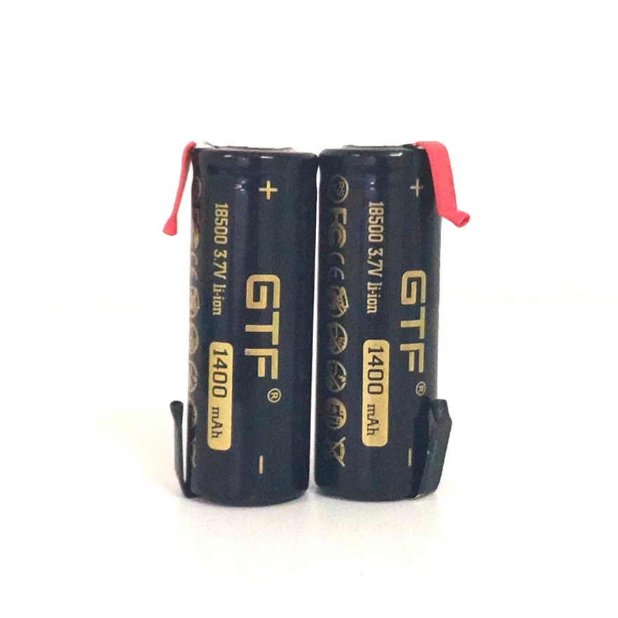 GTF 3.7V 18500 1400mAh real capacity Li-Ion Rechargeable Battery for Flashlight toy electronic product with DIY Nickel | Электроника