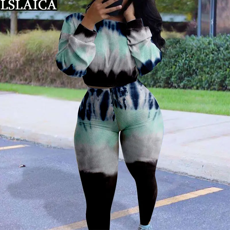 

Fashion Fall Clothes for Women Two Piece Set Top and Pants Tie Dye Casual Tracksuit Lounge Wear Plus Size Outfits Sportswear