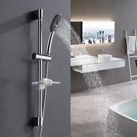 shower system oval rain showerhead bathroom abs hand shower adjustable shower holder slide bar and soap dish chrome finish