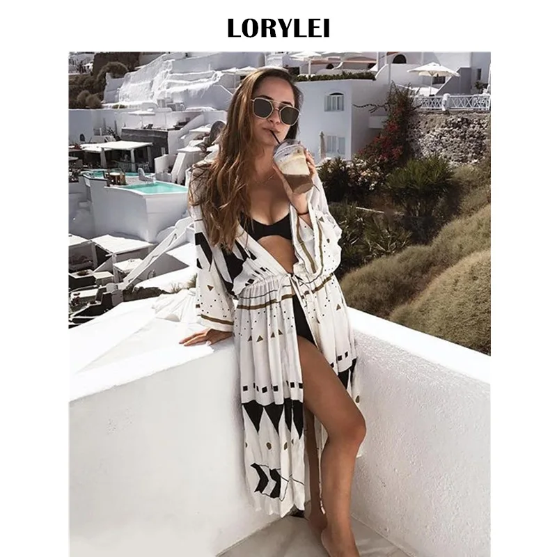 Богемное пляжное платье с запахом сексуальное хлопковое средней длины