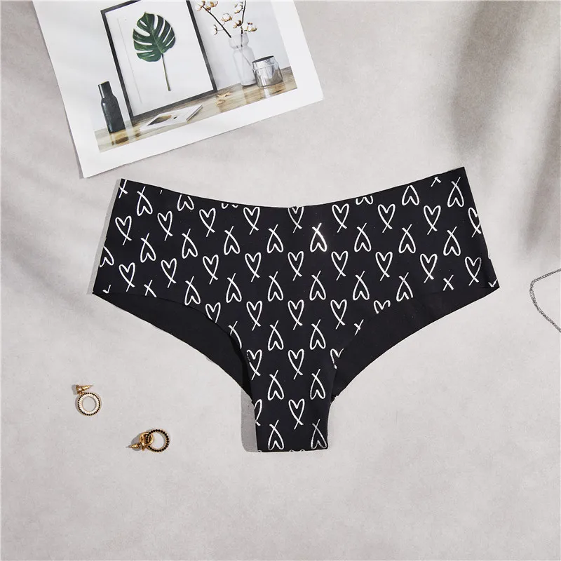 black-love briefs Женские бесшовные трусики-танга Fervour Pe, бесшовные трусики-танга с принтом в виде букв PINK, с низкой талией, размеры M/L - Цвет: black-love briefs