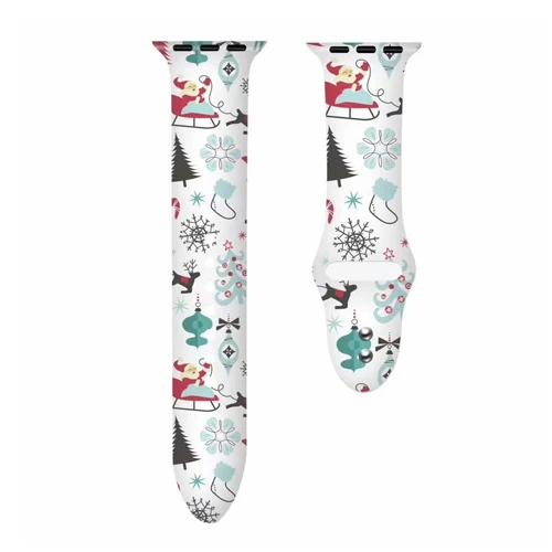 Christmas 2 Силиконовый ремешок для Apple watch band 5, 4, 44 мм, 40 мм, рождественский подарок, мягкий наручный ремень с цветочным принтом, ремешок для часов iWatch 3, 2, 38 мм, 42 мм - Цвет ремешка: Christmas 2