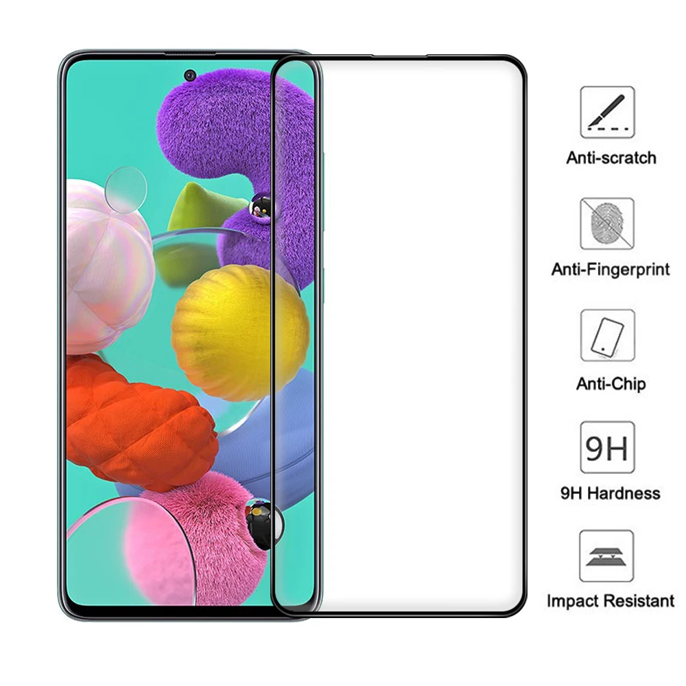 Закаленное стекло с шелковым принтом для samsung Galaxy A51 A71 A90 M30S Защита экрана A20 A30 A40 A50