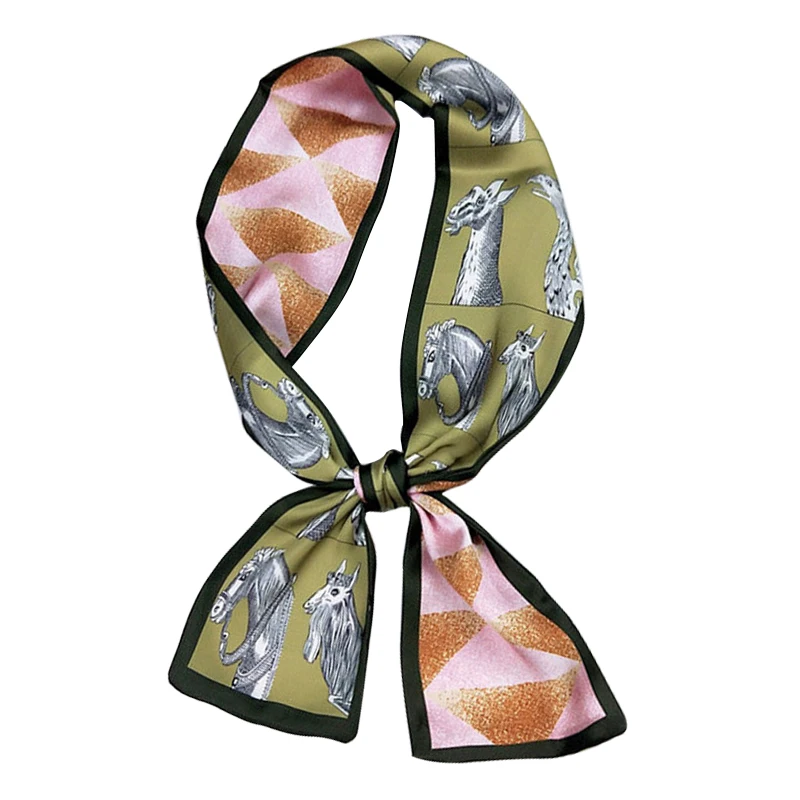 

2020 Elegant Dot Long Silk Scarf Women Hair Tie Band Small Neckerchief Head Scarfs for Ladies Bandana