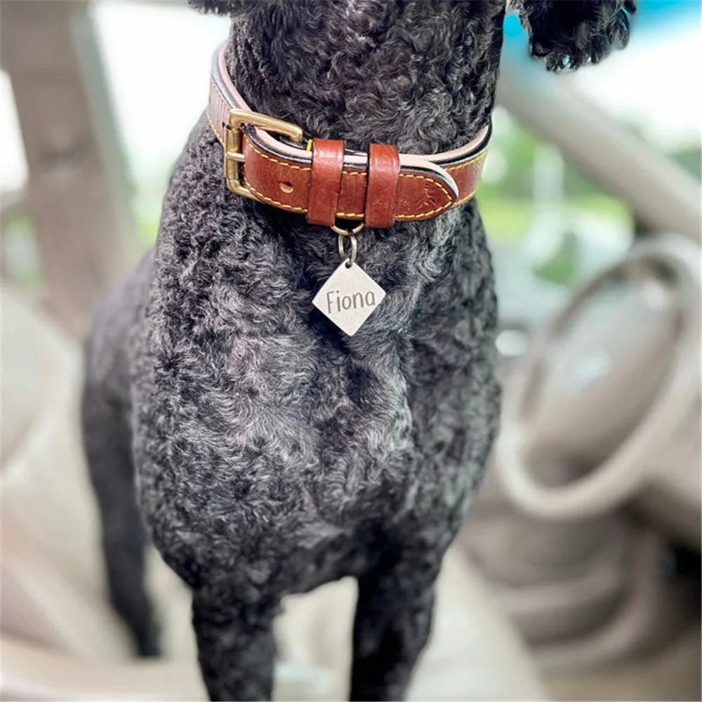 

Personalized Square Pet Puppy Dog Cat ID Tag Keychain Anti-lost Custom Engraved Name Collar Pendant Accessories For Pets Jewelry