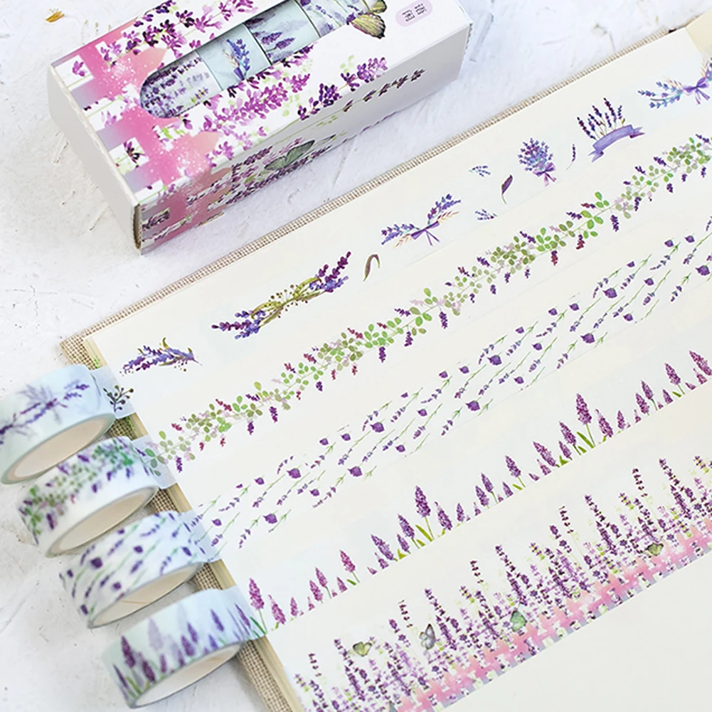 5 Rolls Flower Leaves Washi Tape Set Stationery Gift Scrapbook Album Decoration | Канцтовары для офиса и дома