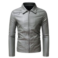 2021 causal vintage leather jacket coat men outfit design motor biker zip pocket pu leather jacket business simple men clothing