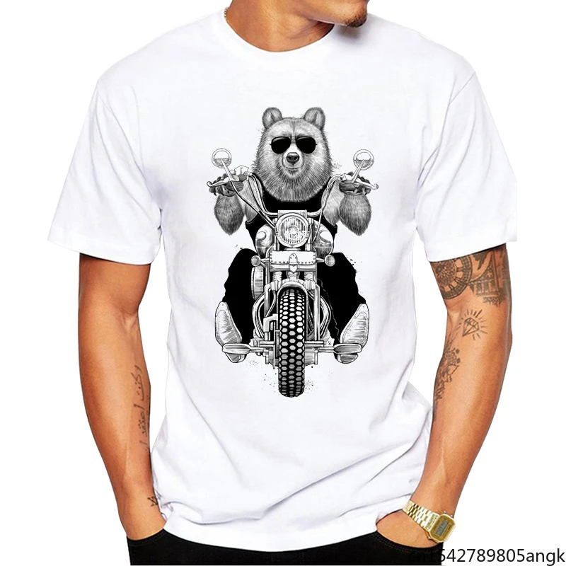 

Hot Sales Cool Bear With Glass Summer Carefree Bear Printed Men T-Shirt Short Sleeve O-Neck Tops Funny